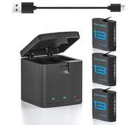 Emaks Rechargeable Battery and Charger for GoPro Hero 13 Go Pro,Includes 3Pack Rechargeable Batteries 2100mAh and 3Channel LED USB Storage Fast Charger Station for Original 13 Hero Black Accessories