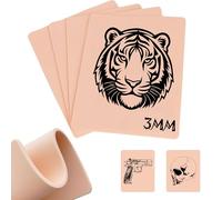 Emalla 3mm Fake Skin 4pcs Tattoo Practice Skin 7.4" x 5.6" Double Sides Thick for Tattoo Supplies Beginners and Artists