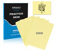 Emalla 3mm Premium Tattoo Practice Skin, 5Pcs Large Fake Skin Soft Silicone 12"x8" Double-Sided Use Fake Skin for Artists and Beginners Tattoo Supplies