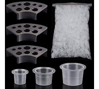 Emalla 3pcs Black Tattoo Ink Cup Holder and 300pcs Ink Caps - 100 Small, 100 Medium, 100 Large