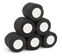 EMALLA Tattoo Grip Cover Wrap 6rolls Disposable Tattoo Machine Wrap Tape 5cm x 4.5m Bandage Roll Elastic Sports Accessories Supplies (Black）