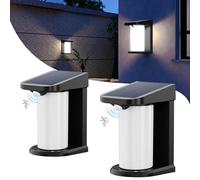 EMANER Solar Motion Lights Outdoor, 2-Pack Dusk to Dawn Flood Lights 1500LM, Fence Light Solar Powered Wall Sconce Cordless Cool White Solar Security Light for Patio Walkway