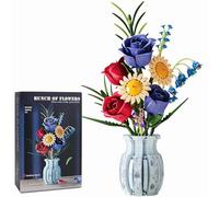EMANNON Flower Bouque Building Set with Vase, 787 PCS Botanical Collection Building Block Toy, Roses Sunflower Artificial Flowers Home Decor, Gift for Adults Kids 12+