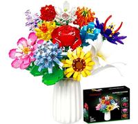 EMANNON Flowers Bouquet Building Set, 12 Artificial Flowers 1064 PCS Bricks Blocks Toy for Adults & Kids, Botanical Collection Gift for Mother's Day, Valentine, Birthday, Christmas (No Vase)