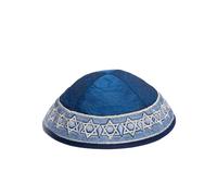 EMANUEL Yair Blue Magen David Star Embroidered Kippah Yamaka (YME-14B)