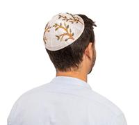 Emanuel Yair Kippah - Embroidered - Tree of Life - Brown