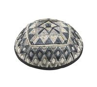 EMANUEL Yair Kippah for Men and Women Embroidered Silk Yarmulke Square Textured, Silver Yme-17s, L
