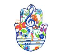 EMANUEL Yair Metal Hamsa Wall Decor Good Luck Home Blessing Judaica Art Gift (Music, Large (9.5' X 6.5'))