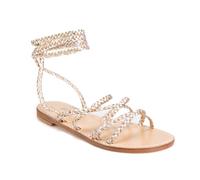 EMANUELA CARUSO CAPRI Gladiator Sandals with Gold, Silver, and Rose Gold Braid | Handmade Footwear, Leather Sole Crafted in Caprese Tradition, 1 cm Heel, Size 42