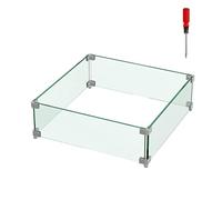 Emardom 20"x20"x6" Square Fire Pit Wind Guard, Fire Pit Wind Guard for 28-32 inch Fire Pit Table, 5/16 Inch Thickness Tempered Glass, Gray