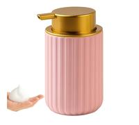 Emarful Ceramic Foaming Hand Soap Dispenser 12oz with Pump for Bathroom Kitchen Liquid Shampoo Body Wash Refillable Modern Ribbed Design (Pink)
