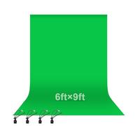 EMART 1.8x2.8M/6x9ft Green Screen Background Photography Backdrop Greenscreen Muslin Collapsible Photo Background for Live Streaming, Zoom Meeting, 4 x Backdrop Clip Included