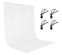 EMART 1.8x2.8m/6x9ft White Backdrop for Photography, High Density Polyester Fabric White Background Curtain with 4 Backdrop Clips for Video Studio Portraits Parties