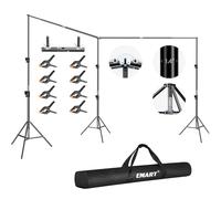 EMART 10x20ft (3x6m) Backdrop Stand, Adjustable Photography Backdrop Stand with 300° Angle Rotatable Connector & 8 Spring Clamps Heavy Duty Background Support Kit for Parties, Weddings, Photo Studio