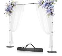 EMART 2.1x3m/7x10ft Backdrop Stand with Round Metal Base, Adjustable Photography Background Support Kit with Water Weight Bag for Weddings, Photography Studios, Parties, Festivals and Outdoor Events