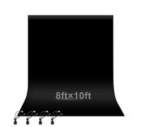EMART 2.4x3.0m/8x10ft Black Photo Backdrop Screen for Photography, Large Negros Drapes Party Background Curtain with 4 Fish-Shaped Clamps, Polyester Fabric Sheet Video Studio Portrait Photoshoot