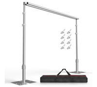 EMART 2.6x3m Double Crossbar Pipe and Drape Backdrop Stand Kit-Silver