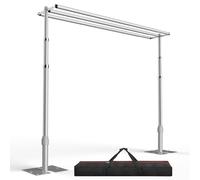 EMART 2.6x3m Three Crossbar Pipe and Drape Backdrop Stand Kit-Silver | Heavy Duty Background Support,Adjustable Pole,Foldable Metal Base,Sturdy Frame,Photography,Wedding,Birthday,Party Decorations