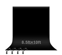 EMART 2.6x3mm/8.5x10ft Black Photo Backdrop Screen for Photography, Large Back Drop Drapes Party Background Curtain with 4 Backdrop Clips, Polyester Fabric Sheet Video Studio Portrait Photoshoot