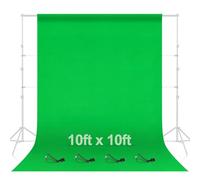 EMART 3.0x3.0m/10x10ft Green Screen Backdrop,High Density Polyester Fabric Photography Greenscreen Background with 4 Spring Clamps for Video Studio Portraits Parties