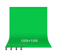 EMART 3.0x3.0m/10x10ft Green Screen Backdrop,High Density Polyester Fabric Photography Greenscreen Background with 4 Spring Clamps for Video Studio Portraits Parties
