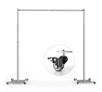 EMART 3.0x3.0m/10x10ft Pipe and Drape Backdrop Stand Kit with Wheels, Adjustable Metal Frame with Heavy Duty Metal Base, Background Stand Backdrop for Wedding Birthday Party Banquet Decorations-Silver