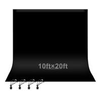 EMART Photo Studio 3.0x6.0m/10 x 20ft Black Backdrop Screen, Seamless Chromakey Backdrop Muslin Background Screen with 4 Spring Clamps for Photography