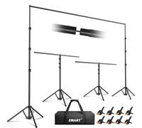 EMART 3-in-1 Backdrop Stand Kit 10x7ft for Photography Studio, T-Shape Adjustable Photo Banner Holder for Wedding Parties, Background Stand for Photo Video Studio with Carring Bag, 8 Clamps