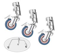 Emart 3 Packs Professional Swivel Caster Wheels Set with 75mm Diameter, C Stand Rolling Metal Rubber Wheels with Brake for Photo Video Studio Shooting, Foldable Light Stand Tripod Magic Leg Wheel