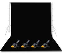 EMART 3x3.6m/10x12ft Black Photo Backdrop Screen for Photography, Large Back Drop Drapes Party Background Curtain with 4 Backdrop Clamps, Polyester Fabric Sheet Video Studio Portrait Photoshoot