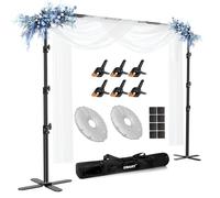 EMART 3x3m/10x10ft Backdrop Stand, Adjustable Photography Background Support Kit with X-shaped Metal Base, Suitable for Weddings, Photography Studios, Birthday Parties and Outdoor Events