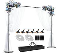 EMART 3x3m/10x10ft Backdrop Stand with Round Metal Base, Adjustable Photography Background Support Kit with Water Weight Bag for Weddings, Photography Studios, Parties, Festivals and Outdoor Events