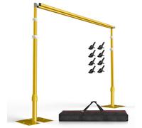 EMART 3x3m Double Crossbar Pipe and Drape Backdrop Stand Kit-Gold | Heavy Duty Back Drop Stand Kit,Metal Base,Adjustable Pole,Wedding, Birthday, Party Decorations,10x10ft