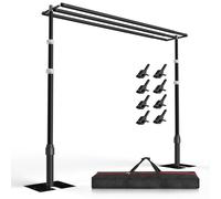 EMART 3x3m Three Crossbar Pipe and Drape Backdrop Stand Kit-Black | Heavy Duty Background Support,Adjustable Pole,Foldable Metal Base,Sturdy Frame,Photography,Wedding,Birthday,Party Decorations