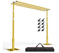 EMART 3x3m Three Crossbar Pipe and Drape Backdrop Stand Kit-Gold | Heavy Duty Background Support,Adjustable Pole,Foldable Metal Base,Sturdy Frame,Photography,Wedding,Birthday,Party Decorations