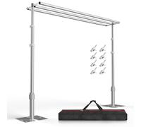 EMART 3x3m Three Crossbar Pipe and Drape Backdrop Stand Kit-Silver | Heavy Duty Background Support,Adjustable Pole,Foldable Metal Base,Sturdy Frame,Photography,Wedding,Birthday,Party Decorations