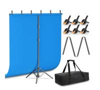 Emart 5x6.5ft Blue Screen Backdrop Kit with T-Shape Stand and 6 Clamps