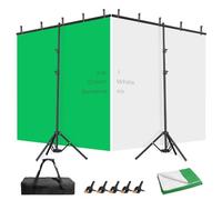 EMART 5x7ft White Green Screen Backdrop Kit with T-Shape Stand and 6 Clamps