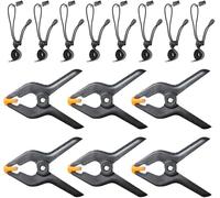 EMART 6 Pack Heavy Duty Spring Clamps with 8 Pack Background Clip Holders for Photography Studio,Photo Booth, Backdrop Stand,Canvas,Paper,Fabric,Chromakey Screen,Woodworking, Crafts, Tarp -Black