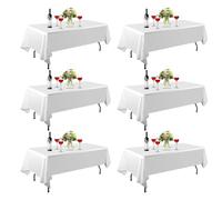 EMART 6 Pack White Tablecloth, 152 * 260 cm/60 * 102 Inch Rectangular Table cloths Polyester Thickened Stain Resistant and Washable, Banqueting Roll for Banquet Wedding Party and Festivals
