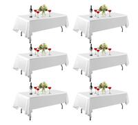 EMART 6 Pack White Tablecloth, 229 * 335 cm/90 * 132 Inch Rectangular Table cloths Polyester Thickened Stain Resistant and Washable, Banqueting Roll for Banquet Wedding Party and Festivals