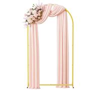 EMART 7.2FT/2.2M Wedding Arch Backdrop Stand, Gold Metal Balloon Arch Stand for Birthday Party, Ceremony Decor, Garden Arch Frame Decoration with 4 Ground Nails/Carry Bag