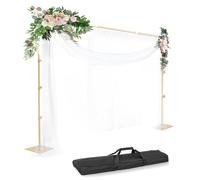 EMART 8.5x10ft(HxW) Heavy Duty Backdrop Stand Adjustable Background Support System Kit with Steel Base for Photography, Photo Backdrop Stand for Parties Birthday Video Studio - Gold