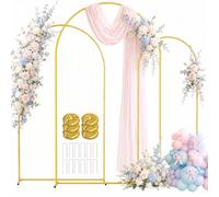 EMART 8/7.2/6.6Ft Metal Arch Backdrop Stand Set 3 for Wedding Party Balloon Wedding Arch with 12 Ground Nails&6 Water Bags, Arched Backdrop Stand for Birthday, Baby Shower, Graduation, Festival Decor