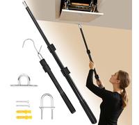 EMART Attic Pull Down Hook, 17-36 Inches Adjustable Attic Ladder Pull Down System kit with Y-Hook and 2 Handles， Heavy-Duty Triangular Steel Tube, Replace Pull Cord for Ladder Door Garage Loft