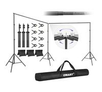 EMART Backdrop Stand, 20x7ft(WxH) Large Adjustable Background Frame, 308° Angle Rotatable Connector, Paties,Wedding Photography Photo Back Drop Stand, Pipe and Drape Backdrop Support System