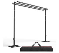 EMART Backdrop Stand Heavy Duty 3.6mx3m Three Crossbar Pipe and Drape Background Support Kit, Adjustable Metal Frame for Wedding, Birthday, Party Decorations - Black