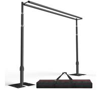 EMART Backdrop Stand Heavy Duty 3mx3m Double Crossbar Pipe and Drape Background Support Kit, Adjustable Metal Frame for Wedding, Birthday, Party Decorations - Black