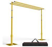 EMART Backdrop Stand Heavy Duty 3mx3m Three Crossbar Pipe and Drape Background Support Kit, Adjustable Metal Frame for Wedding, Birthday, Party Decorations - Gold