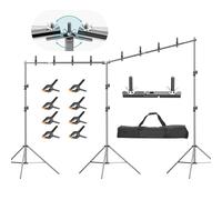 EMART Backdrop Stand Heavy Duty Photography Background Support System Kit 10x20ft (3x6m) with 300° Angle Rotatable Connector and 8 Spring Clamps for Parties, Weddings, Photo Studio